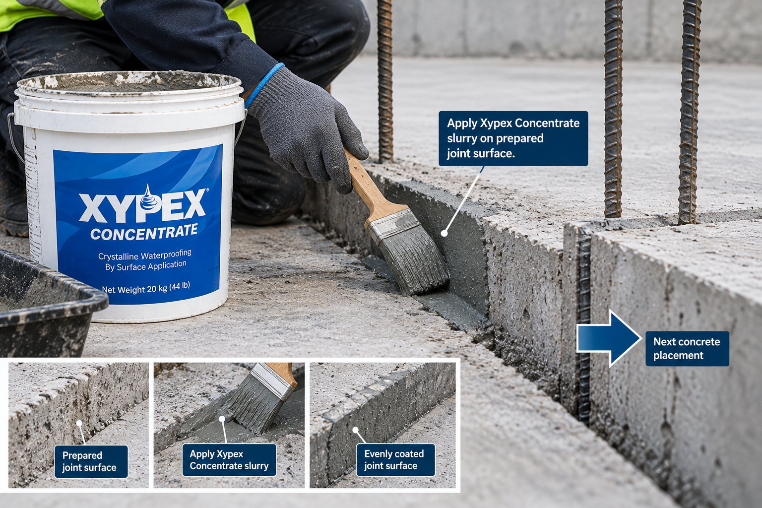 3. Apply the specified crystalline joint treatment
